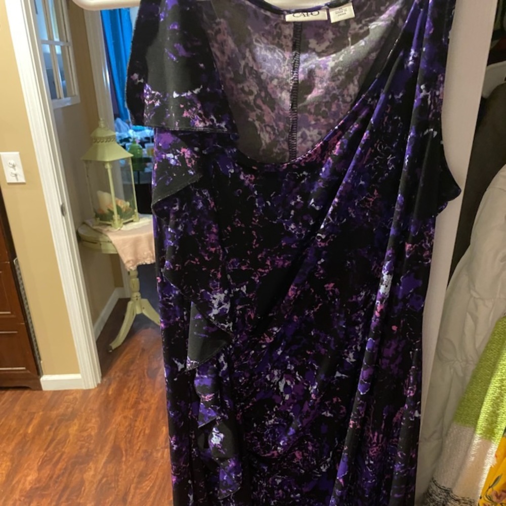 Above knee purple low neck work dress sleeveless